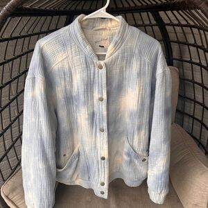 Blue and white bomber style coat. Good spring and fall jacket